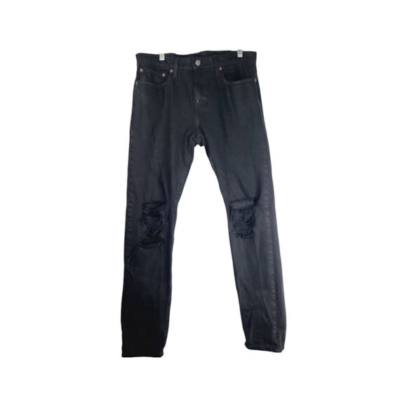 Levi's Men's Black 512 Slim Fit Distressed Five-Pocket Tapered Jeans Size 32